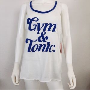 NEW Pure Barre Gym & Tonic Tank Top Blue White M